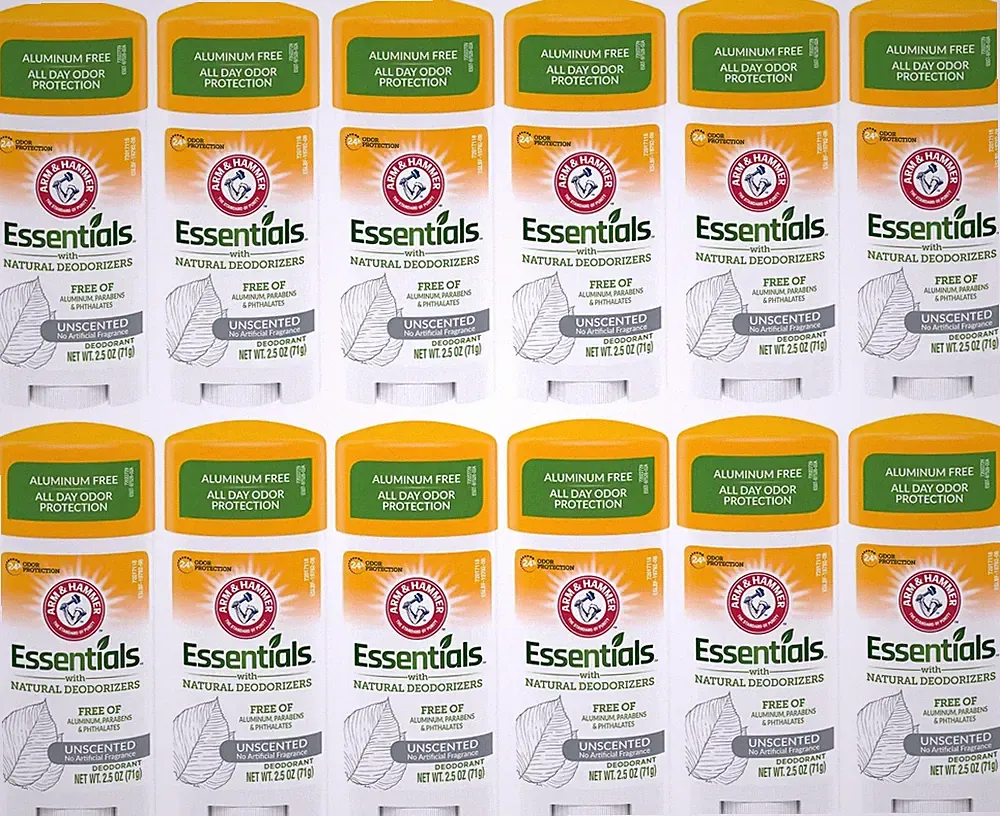 12 Packs , Arm & Hammer Essentials Unscented Deodorant 2.5 oz
