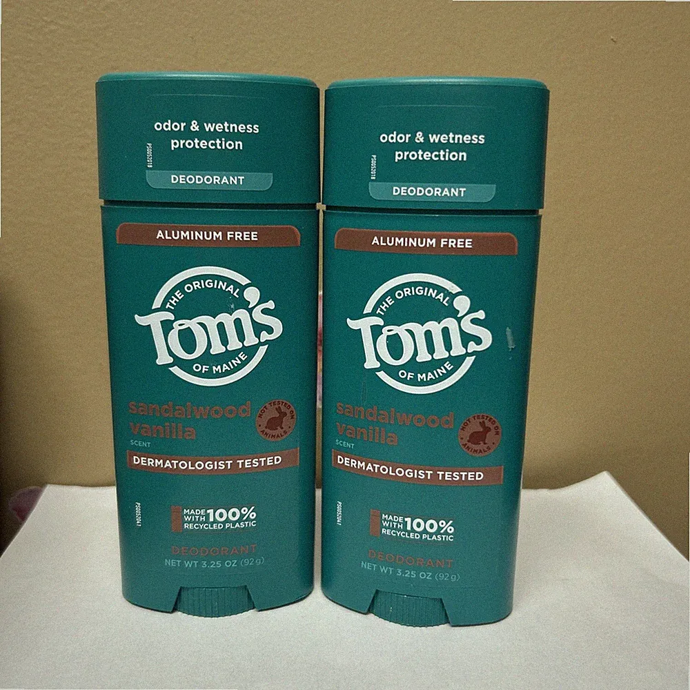 2 Tom’s Of Maine Aluminum Free Deodorant SANDALWOOD VANILLA Scent 3.25 oz Toms