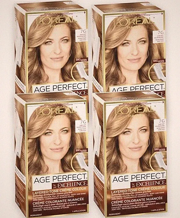 4x LOreal Paris Age Perfect Excellence 7G Dark Soft Golden Blonde Hair Color NEW