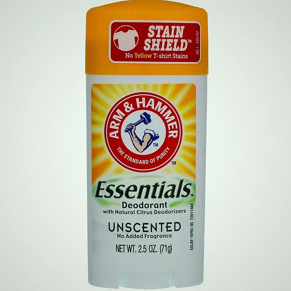 5 Pack Arm & Hammer Essentials Deodorant Solid, Unscented, 2.5 oz