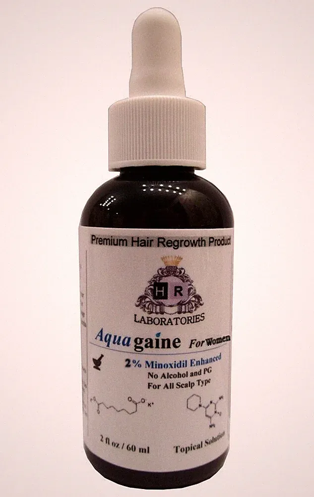 Aquagaine for Women: 2% Minoxidil No Alcohol/No PG for hair loss/regrowth