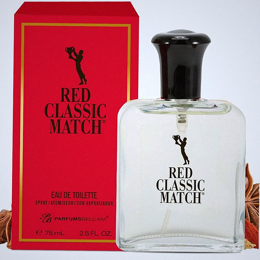 PB ParfumsBelcam Red Classic Match Eau de Toilette for Men 2.5 oz Spicy Amber