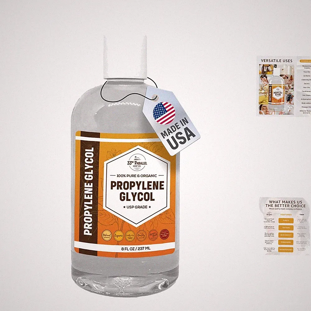 Resealable 8 oz Propylene Glycol USP - Multi-Use Emulsifier for DIY Projects