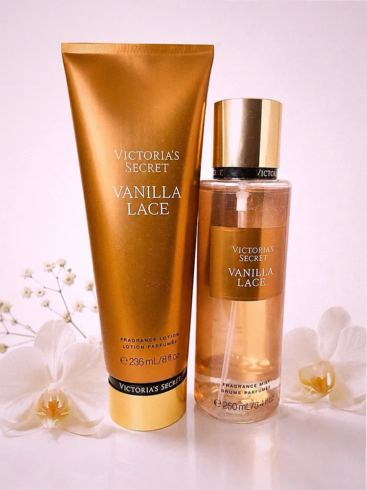 Victoria’s Secret Vanilla Lace Lotion & Fragrance Mist Set Gold Women Body Care